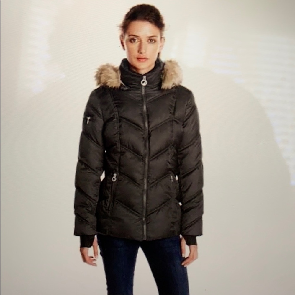 Nautica Women’s Puffer Coat with Fur Hood Sz M
